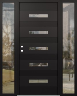 Diamond D9 64" x 80" black/black clear Glass Panel black RHI with 2 Sidelites clear Glass