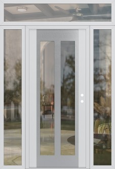 Diamond C14 60" x 96" white/white clear Glass Panel stainless steel LHI with 2 Sidelites and Transom clear Glass