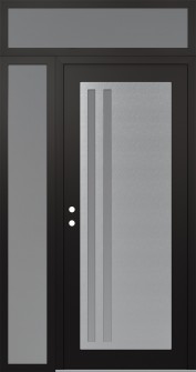 Diamond C6 48" x 96" black/white frosted Glass Panel stainless steel RHI with Sidelite and Transom frosted Glass