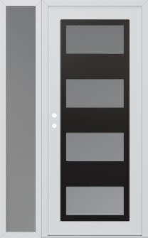Diamond C2 48" x 80" white/white frosted Glass Panel black RHI with Sidelite frosted Glass