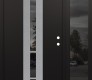 Modern Steel Front Door DIAMOND A3 50" X 80" BLACK/BLACK MIRRORED GLASS PANEL STAINLESS STEEL LHI WITH SIDELITE MIRRORED GLASS
