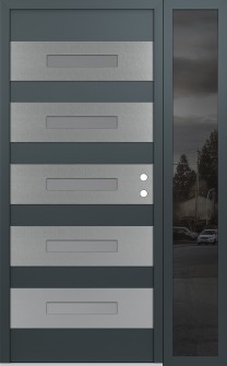 Diamond D9 50" x 80" anthracite/anthracite frosted Glass Panel stainless steel LHI with Sidelite mirrored Glass