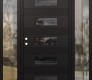 Modern Steel Front Door Diamond D5 60" x 80" black/black mirrored Glass Panel black RHI with 2 Sidelites clear Glass