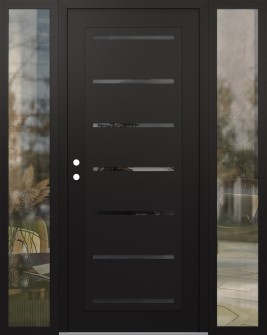 Diamond C11 64" x 80" black/black mirrored Glass Panel black RHI with 2 Sidelites clear Glass