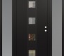 Modern Steel Front Door DIAMOND A12 68" X 80" BLACK/BLACK CLEAR GLASS PANEL BLACK LHI WITH 2 SIDELITES FROSTED GLASS