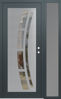 Diamond C12 52" x 80" anthracite/anthracite clear Glass Panel stainless steel LHI with Sidelite frosted Glass