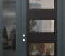 Modern Steel Front Door Diamond C2 48" x 96" anthracite/anthracite clear Glass Panel black RHI with Sidelite and Transom mirrored Glass