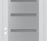 Modern Steel Front Door Diamond C7 36" x 96" white/white frosted Glass Panel stainless steel RHI with Transom frosted Glass