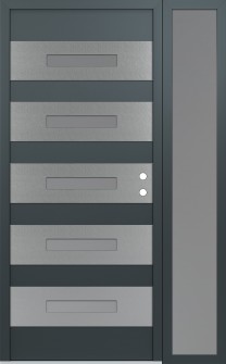 Diamond D9 48" x 80" anthracite/anthracite frosted Glass Panel stainless steel LHI with Sidelite frosted Glass