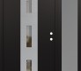 Modern Steel Front Door DIAMOND A7 48" X 80" BLACK/BLACK CLEAR GLASS PANEL STAINLESS STEEL LHI WITH SIDELITE FROSTED GLASS
