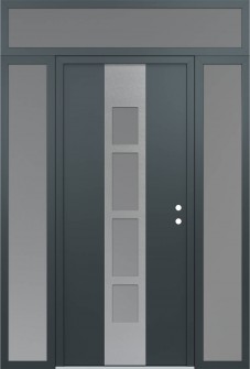 DIAMOND A10 60" X 96" ANTHRACITE/ANTHRACITE FROSTED GLASS PANEL STAINLESS STEEL LHI WITH 2 SIDELITES AND TRANSOM FROSTED GLASS