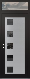 Diamond C5 36" x 96" black/black mirrored Glass Panel stainless steel RHI with Transom clear Glass
