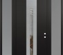 Modern Steel Front Door DIAMOND A5 68" X 96" BLACK/BLACK CLEAR GLASS PANEL STAINLESS STEEL LHI WITH 2 SIDELITES AND TRANSOM FROSTED GLASS