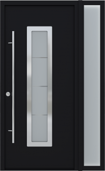 MODERN FRONT STEEL DOOR ARGOS BLACK/WHITE 49 1/4" X 81 11/16" RHI + SIDELITE RIGHT