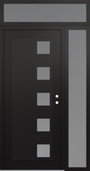 Diamond C5 52" x 96" black/white frosted Glass Panel black LHI with Sidelite and Transom frosted Glass