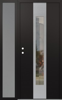 DIAMOND A1 50" X 80" BLACK/BLACK CLEAR GLASS PANEL STAINLESS STEEL RHI WITH SIDELITE FROSTED GLASS