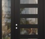 Modern Steel Front Door Diamond C9 50" x 96" black/black clear Glass Panel black RHI with Sidelite and Transom clear Glass