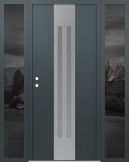 DIAMOND A8 64" X 80" ANTHRACITE/ANTHRACITE FROSTED GLASS PANEL STAINLESS STEEL RHI WITH 2 SIDELITES MIRRORED GLASS