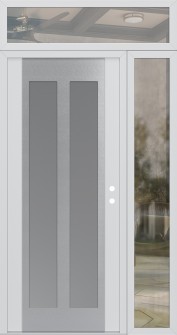 Diamond C14 48" x 96" white/white frosted Glass Panel stainless steel LHI with Sidelite and Transom clear Glass
