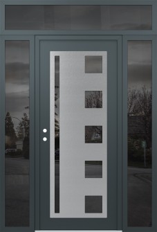 Diamond C3 64" x 96" anthracite/anthracite mirrored Glass Panel stainless steel RHI with 2 Sidelites and Transom mirrored Glass