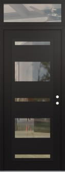 Diamond C10 36" x 96" black/black clear Glass Panel black LHI with Transom clear Glass
