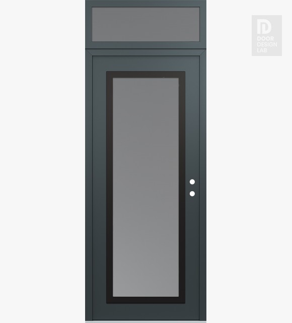Modern Steel Front Door Diamond C1 36" x 96" anthracite/anthracite frosted Glass Panel black LHI with Transom frosted Glass