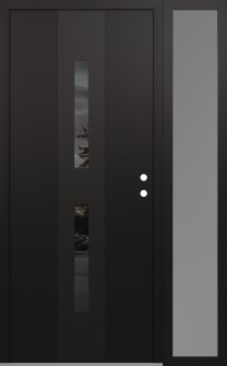 DIAMOND A6 52" X 80" BLACK/BLACK MIRRORED GLASS PANEL BLACK LHI WITH SIDELITE FROSTED GLASS