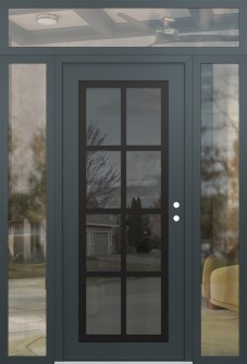 Diamond C16 68" x 96" anthracite/anthracite mirrored Glass Panel black LHI with 2 Sidelites and Transom clear Glass