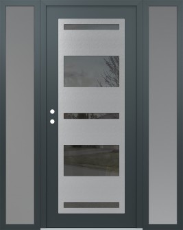 Diamond C10 64" x 80" anthracite/anthracite mirrored Glass Panel stainless steel RHI with 2 Sidelites frosted Glass
