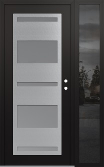 Diamond C10 50" x 80" black/white frosted Glass Panel stainless steel LHI with Sidelite mirrored Glass