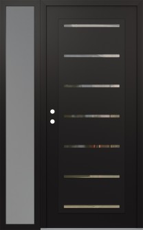 Diamond C11 52" x 80" black/black clear Glass Panel black RHI with Sidelite frosted Glass