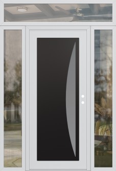 Diamond C13 60" x 96" white/white frosted Glass Panel black LHI with 2 Sidelites and Transom clear Glass