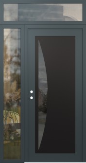 Diamond C13 52" x 96" anthracite/anthracite mirrored Glass Panel black RHI with Sidelite and Transom clear Glass
