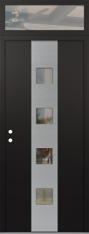 DIAMOND A12 36" X 96" BLACK/BLACK CLEAR GLASS PANEL STAINLESS STEEL RHI WITH TRANSOM CLEAR GLASS