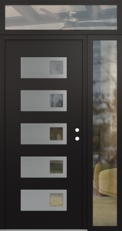 Diamond D2 50" x 96" black/black clear Glass Panel stainless steel LHI with Sidelite and Transom clear Glass