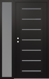 Diamond C11 50" x 80" black/white frosted Glass Panel black RHI with Sidelite frosted Glass