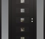 Modern Steel Front Door Diamond D8 68" x 80" black/black clear Glass Panel black LHI with 2 Sidelites frosted Glass