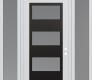 Modern Steel Front Door Diamond C2 64" x 96" white/white frosted Glass Panel black LHI with 2 Sidelites and Transom frosted Glass
