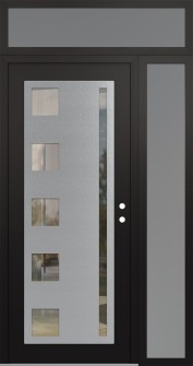 Diamond C3 50" x 96" black/black clear Glass Panel stainless steel LHI with Sidelite and Transom frosted Glass