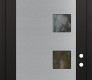 Modern Steel Front Door Diamond C5 36" x 96" black/black clear Glass Panel stainless steel LHI with Transom clear Glass