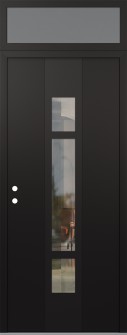 DIAMOND A9 36" X 96" BLACK/BLACK CLEAR GLASS PANEL BLACK RHI WITH TRANSOM FROSTED GLASS