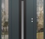 Modern Steel Front Door DIAMOND A2 60" X 80" ANTHRACITE/ANTHRACITE FROSTED GLASS PANEL BLACK LHI WITH 2 SIDELITES CLEAR GLASS
