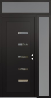 Diamond C8 50" x 96" black/black clear Glass Panel black LHI with Sidelite and Transom frosted Glass