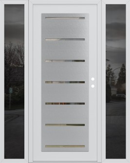 Diamond C11 64" x 80" white/white clear Glass Panel stainless steel LHI with 2 Sidelites mirrored Glass