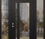 Modern Steel Front Door Diamond C15 64" x 96" black/black clear Glass Panel black RHI with 2 Sidelites and Transom clear Glass