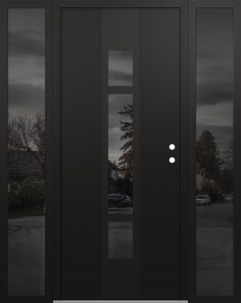 DIAMOND A9 60" X 80" BLACK/BLACK MIRRORED GLASS PANEL BLACK LHI WITH 2 SIDELITES MIRRORED GLASS