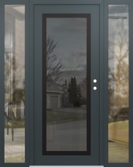 Diamond C1 64" x 80" anthracite/anthracite mirrored Glass Panel black LHI with 2 Sidelites clear Glass