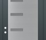 Modern Steel Front Door Diamond C8 36" x 96" anthracite/anthracite frosted Glass Panel stainless steel RHI with Transom mirrored Glass