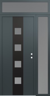 DIAMOND A12 48" X 96" ANTHRACITE/ANTHRACITE FROSTED GLASS PANEL BLACK LHI WITH SIDELITE AND TRANSOM FROSTED GLASS