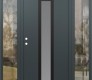 Modern Steel Front Door DIAMOND A11 64" X 80" ANTHRACITE/ANTHRACITE FROSTED GLASS PANEL BLACK RHI WITH 2 SIDELITES CLEAR GLASS